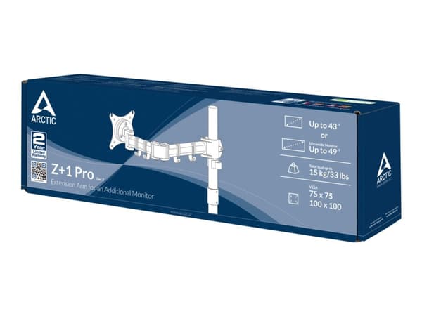 ARCTIC Z+1 Pro (Gen 3) - Kiinnityssarja (tanko, kiinnike, kiinnitysvarsi, kaapelikiinnike) - LCD-näytölle - teräs, lentokoneen ADC12-seos - mattamust