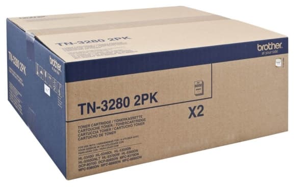 Brother TN3280 2PK - 2-pack - svart - original - tonerkassett - för Brother DCP-8070, 8085, HL-5340, 5350, 5370, 5380, MFC-8370, 8380, 8880, 8890