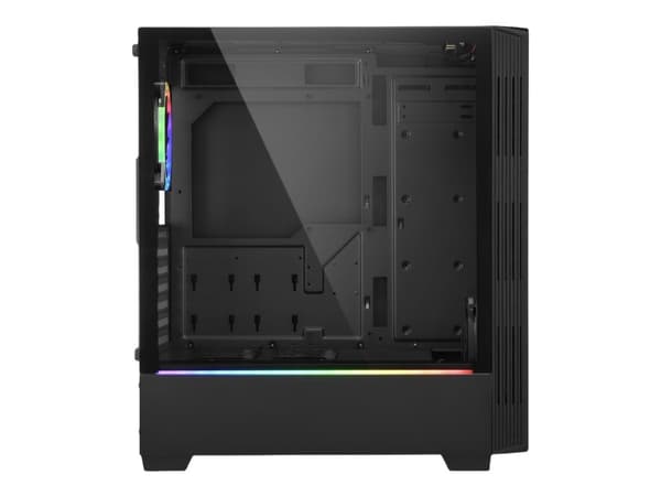 Sharkoon RGB LIT 200, Midi Tower, PC, Musta, ATX, mikro ATX, Mini-ITX, Sininen, Vihreä, Punainen, Kotelotuulettimet, Etu