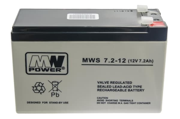 MPL MW POWER MWS 7.2-12 UPS batteri Bly-syre-batteri VRLA AGM Vedligeholdelsesfri 12 V 7,2 Ah Sort, Grå