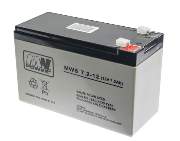 MPL MW POWER MWS 7.2-12 UPS batteri Bly-syre-batteri VRLA AGM Vedligeholdelsesfri 12 V 7,2 Ah Sort, Grå