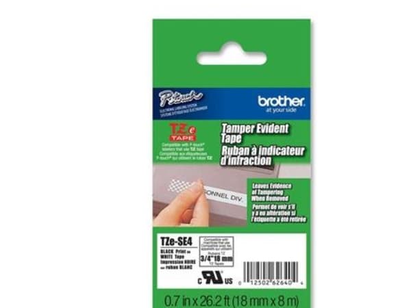 Brother - Svart, hvit - Rull (1,8 cm) 1 kassett(er) sikkerhetsteip - for P-Touch PT-18, 1830, 1880, 2030, 2100, 2110, 2430, 2700, 2710, 2730, 3600, 9
