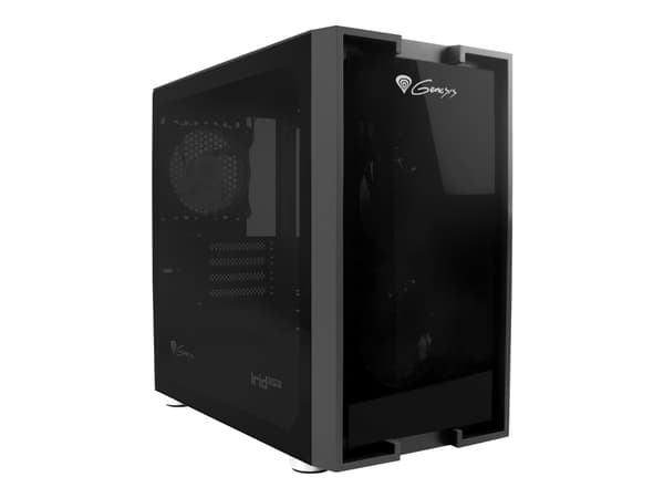 Genesis Irid 353 aRGB - Tower - micro ATX - genomskinlig sidopanel (härdat glas) - ingen strömförsörjning (ATX) - svart - USB/ljud