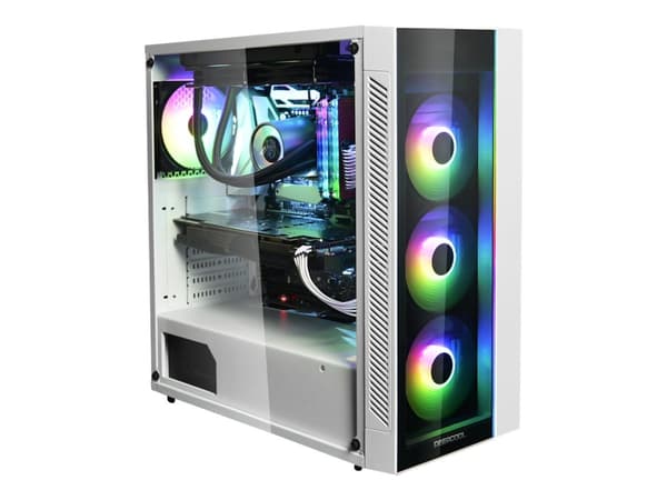 DeepCool MATREXX 55 ADD-RGB WH 3F - Tower - utökad ATX - genomskinlig sidopanel (härdat glas) (ATX / PS/2) - vit - USB/ljud