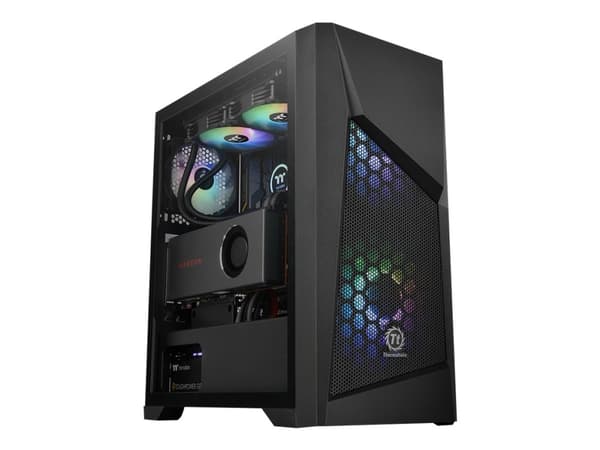 Thermaltake Commander G32 TG ARGB - Tower - ATX - genomskinlig sidopanel (härdat glas) - ingen strömförsörjning (PS/2) - svart - USB/ljud
