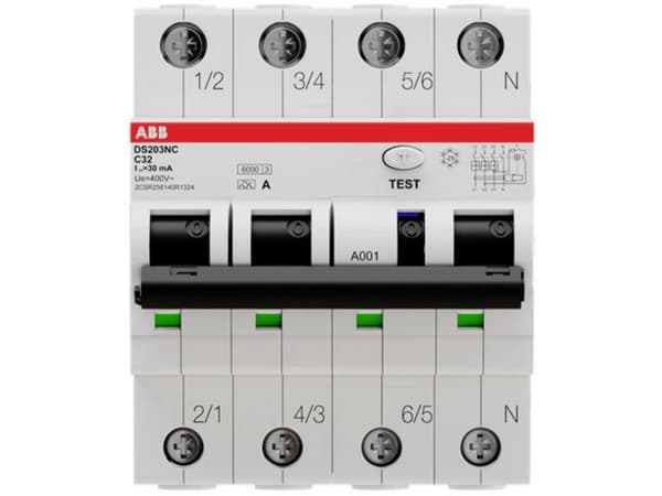 Kombiafbryder HPFI C 32A, 30mA, 3P+N, DS203NC
