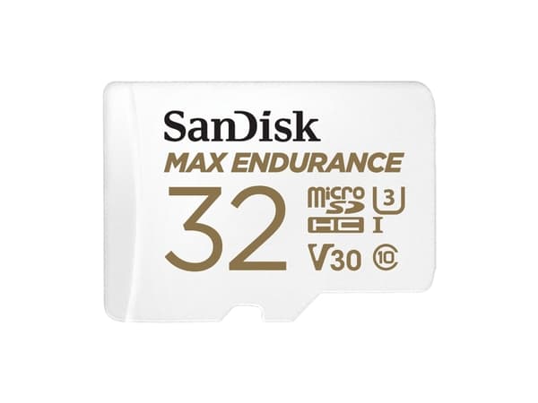 SanDisk Max Endurance - Flashminnekort (microSDHC til SD-adapter inkludert) - 32 GB - Video Class V30 / UHS-I U3 / Class10 - microSDHC UHS-I