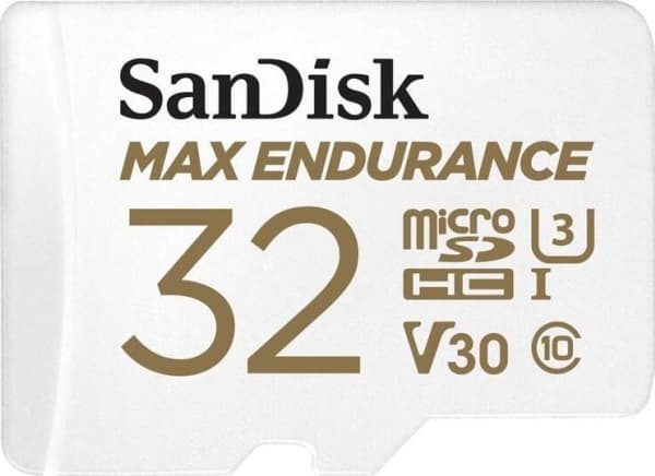 SanDisk Max Endurance - Flashminnekort (microSDHC til SD-adapter inkludert) - 32 GB - Video Class V30 / UHS-I U3 / Class10 - microSDHC UHS-I