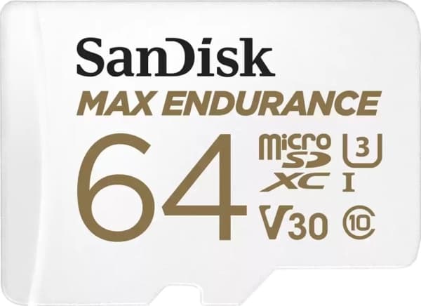 SanDisk Max Endurance - Flashminnekort (microSDXC til SD-adapter inkludert) - 64 GB - Video Class V30 / UHS-I U3 / Class10 - microSDXC UHS-I
