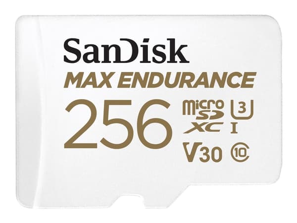 SanDisk Max Endurance - Flashminnekort (microSDXC til SD-adapter inkludert) - 256 GB - Video Class V30 / UHS-I U3 / Class10 - microSDXC UHS-I