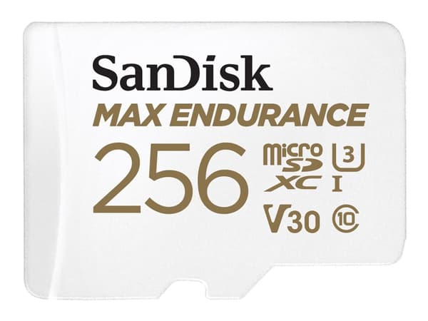 SanDisk Max Endurance - Flashminnekort (microSDXC til SD-adapter inkludert) - 256 GB - Video Class V30 / UHS-I U3 / Class10 - microSDXC UHS-I