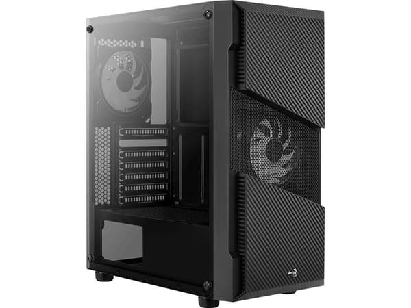 AeroCool Menace Saturn RGB - Tempered Glass Edition - tower - ATX - genomskinlig sidopanel (härdat glas) - ingen strömförsörjning (ATX) - svart - USB