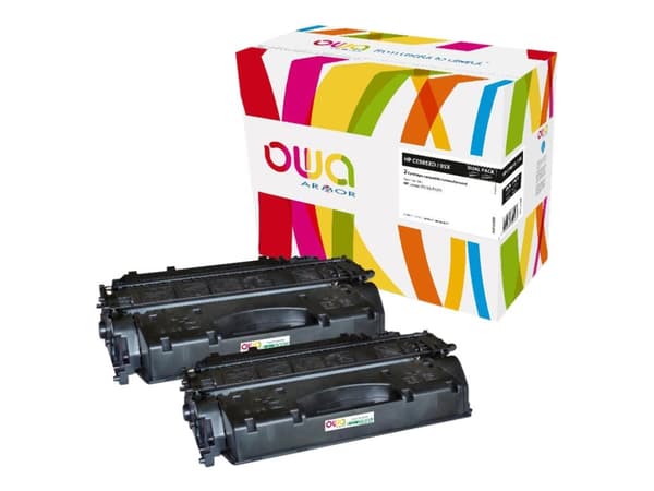 OWA - 2-pack - svart - kompatibel - tonerpatron (alternativ for: Canon 719H, HP CE505XD) - for HP LaserJet P2055, P2055d, P2055dn, P2055x