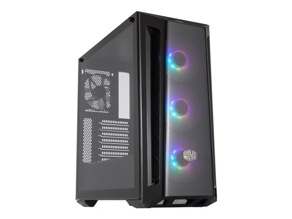 Cooler Master MasterBox MB520 ARGB, Midi Tower, PC, Musta, ATX, EATX, mikro ATX, Mini-ITX, SSI CEB, Muovi, Terästä, Karkaistu lasi, 16,5 cm musta