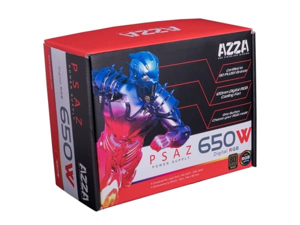 Azza PSAZ-650W(ARGB), 650W, 200 - 240V, 47 - 53Hz, 100W, 576W, 100W