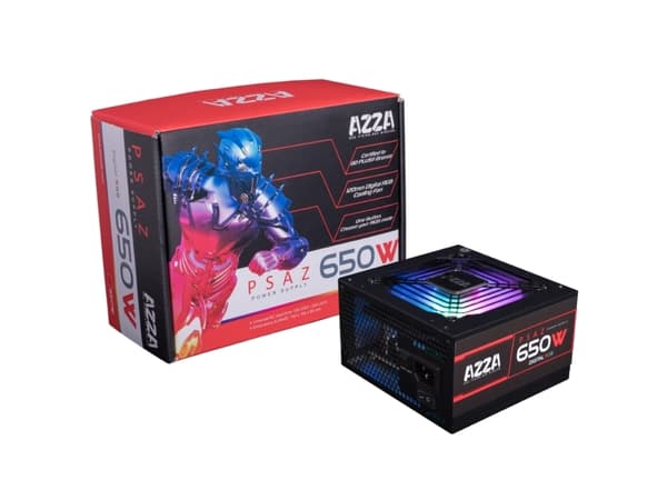 Azza PSAZ-650W(ARGB), 650W, 200 - 240V, 47 - 53Hz, 100W, 576W, 100W