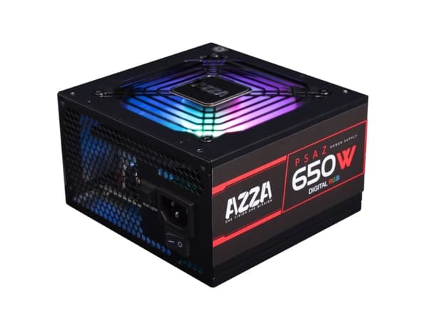Azza PSAZ-650W(ARGB), 650W, 200 - 240V, 47 - 53Hz, 100W, 576W, 100W Sort