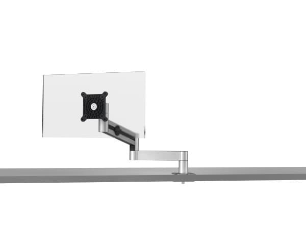 Hållbar skärmhållare med arm för 1 skärm och fäste för kabelgenomföring, silver