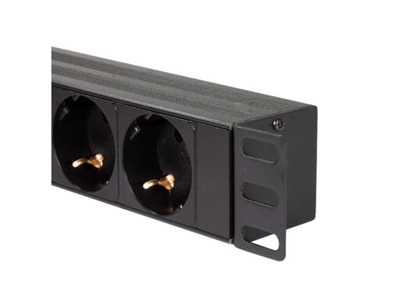 LogiLink PDU8C02, Perus, 1U, Alumiini, Musta, 8 AC-pistorasia(a), Tyyppi F