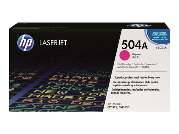 HP 504A - Magenta - original - LaserJet - tonerkassett (CE253A) - för Color LaserJet CM3530 MFP, CM3530fs MFP, CP3525, CP3525dn, CP3525n, CP3525x