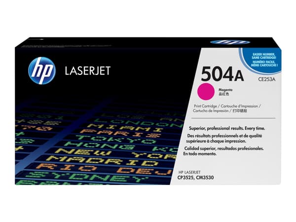 HP 504A - Magenta - original - LaserJet - tonerkassett (CE253A) - för Color LaserJet CM3530 MFP, CM3530fs MFP, CP3525, CP3525dn, CP3525n, CP3525x