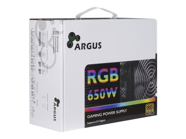Argus RGB-650W CM II - Virtalähde (sisäinen) - ATX12V 2.3 - 80 PLUS Gold - AC 100/240 V - 650 Watt - aktiivinen PFC - musta