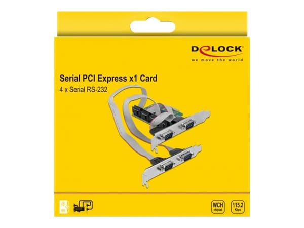 Delock - Seriell adapter - PCIe 1.1 lav profil - RS-232 x 4 - grønn