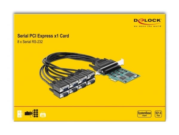 Delock - Seriell adapter - PCIe 1.1 - RS-232 x 8 - svart, grønn