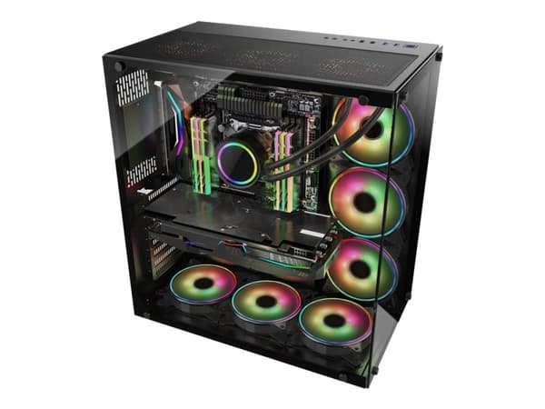 Inter-Tech C-701 Panorama, Full Tower, PC, Musta, ATX, ITX, mikro ATX, Metalli, Karkaistu lasi, 13 cm
