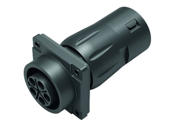 BINDER 09 6504 100 08, Bayonet, Sort, Hunkjønn, Rett, IP68, IP69K, -40 - 100 °C