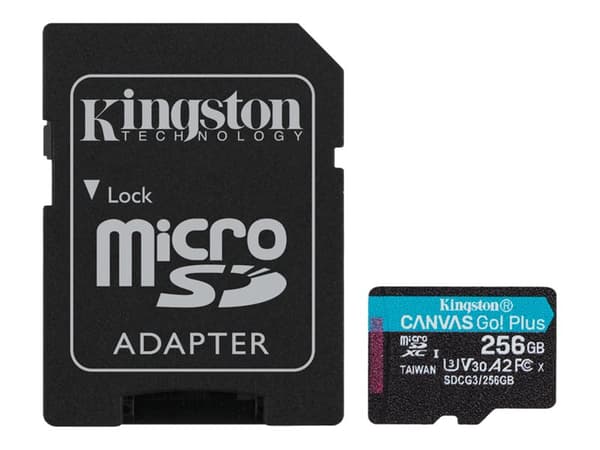 Kingston - Flashminnekort (microSDXC til SD-adapter inkludert) - 256 GB - A2 / Video Class V30 / UHS-I U3 / Class10 - microSDXC UHS-I