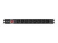 Miniatyrbilde 4 av 5: Lanberg PDU-08I-0200-C20-BK - Overspenningsavleder (kan monteres i rack) - AC 220-250 V - 4000 watt - enkeltfase - utgangskontakter: 8 - 1U - 19" - 2