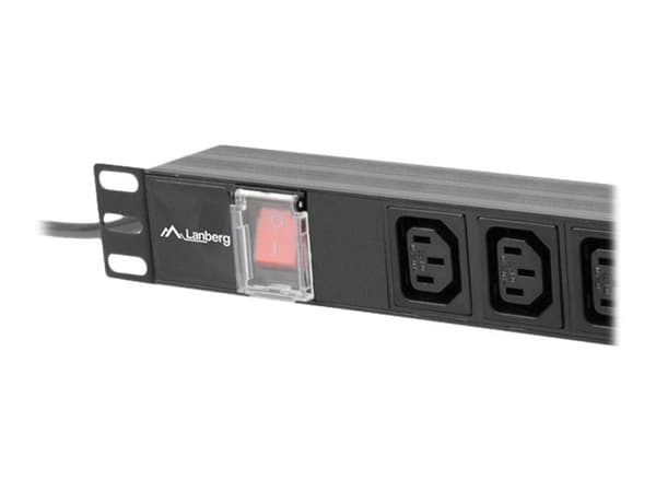 Lanberg PDU-08I-0200-C20-BK - Overspenningsavleder (kan monteres i rack) - AC 220-250 V - 4000 watt - enkeltfase - utgangskontakter: 8 - 1U - 19" - 2