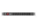 Miniatyrbilde 2 av 5: Lanberg PDU-08I-0200-C20-BK - Overspenningsavleder (kan monteres i rack) - AC 220-250 V - 4000 watt - enkeltfase - utgangskontakter: 8 - 1U - 19" - 2