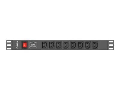 Lanberg PDU-08I-0200-C20-BK - Overspenningsavleder (kan monteres i rack) - AC 220-250 V - 4000 watt - enkeltfase - utgangskontakter: 8 - 1U - 19" - 2