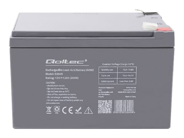 Qoltec 53049 - UPS-batteri - 1 x batteri - blysyre - 12 Ah