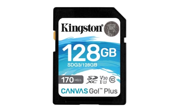 Kingston Canvas Go! Plus - Flash-minneskort - 128 GB - Video Class V30 / UHS-I U3 / Class10 - SDXC UHS-I