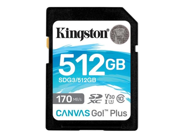 Kingston Canvas Go! Plus - Flashminnekort - 512 GB - Video Class V30 / UHS-I U3 / Class10 - SDXC UHS-I