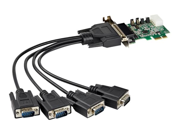 StarTech.com 4-port PCI Express RS232 Serial Adapter Card, PCIe RS232 Serial Host Controller Card, PCIe to Serial DB9, 16950 UART, Low Profile Deskto