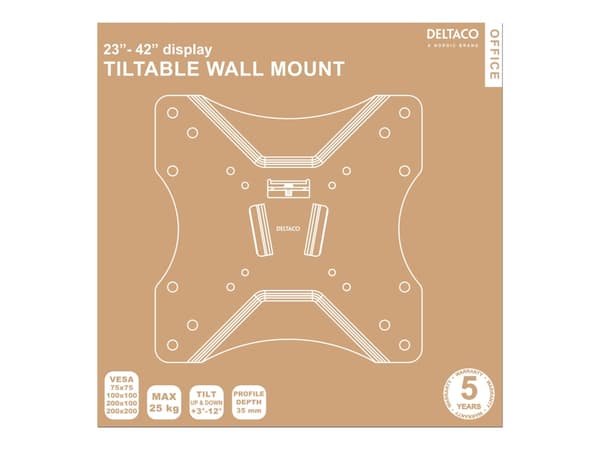 Deltaco ARM-0103, 58,4 cm (23"), 106,7 cm (42"), 25 kg, 75 x 75 mm, 200 x 200 mm, Musta