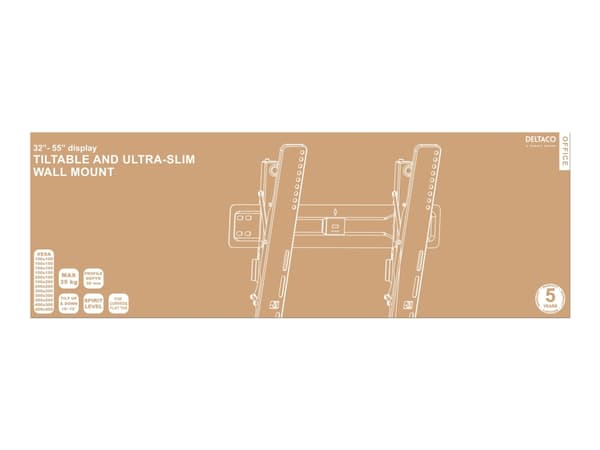 DELTACO Office ARM-0152 - Ultra-Slim - brakett - tipping - for LCD TV / kurvet LCD TV - plastikk, stål - matt svart - skjermstørrelse: 32"-55" - vegg