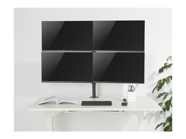 DELTACO Office ARM-0302 - Monteringssats - artikulerande - för 4 monitorer - aluminium, stål - mattsvart - skärmstorlek: 13"-27" - disk-monteringsbar