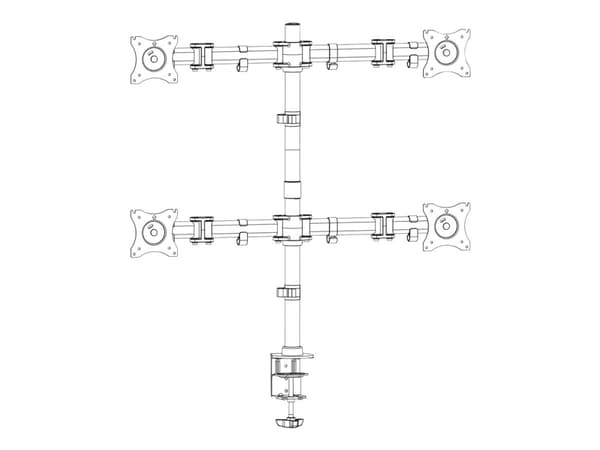DELTACO Office ARM-0302 - Monteringssats - artikulerande - för 4 monitorer - aluminium, stål - mattsvart - skärmstorlek: 13"-27" - disk-monteringsbar