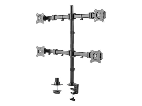 DELTACO Office ARM-0302 - Monteringssats - artikulerande - för 4 monitorer - aluminium, stål - mattsvart - skärmstorlek: 13"-27" - disk-monteringsbar