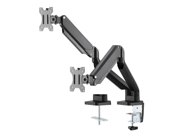 DELTACO Office ARM-035 - Monteringssats (bordsfäste, 2 VESA-adaptrar, skrivbordsgenomföring, 2 skärmarmar) - för 2 LCD-bildskärmar - aluminium - svar