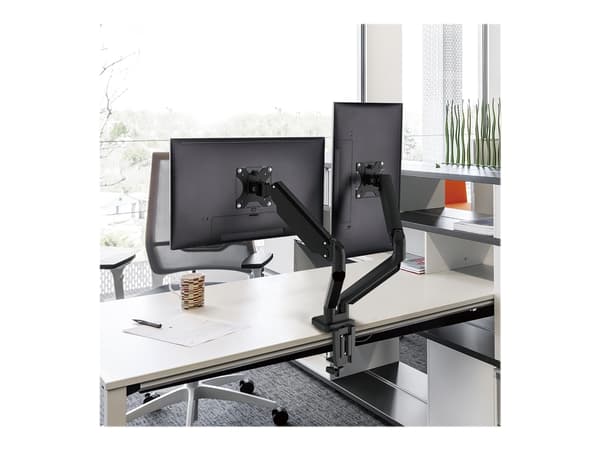 DELTACO Office ARM-035 - Monteringssats (bordsfäste, 2 VESA-adaptrar, skrivbordsgenomföring, 2 skärmarmar) - för 2 LCD-bildskärmar - aluminium - svar