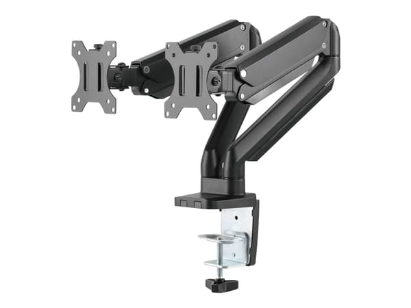 DELTACO Office ARM-035 - Monteringssats (bordsfäste, 2 VESA-adaptrar, skrivbordsgenomföring, 2 skärmarmar) - för 2 LCD-bildskärmar - aluminium - svar