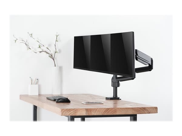 DELTACO ARM-0352 - Monteringssett - justerbar arm - for 3 LCD-skjermer - aluminium - svart - skjermstørrelse: 17"-27" - skrivebordsmonterbar