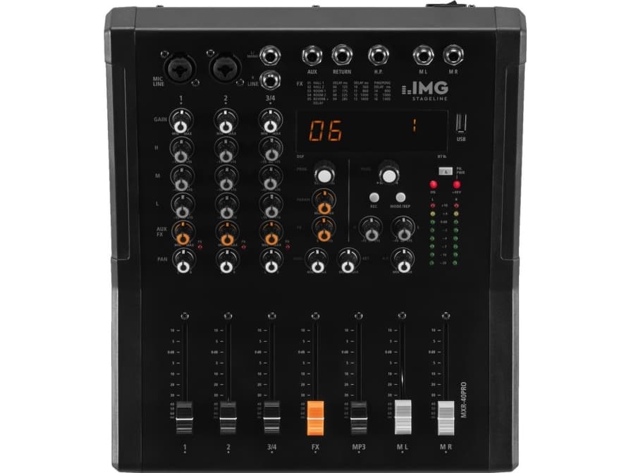 IMG StageLine MXR-40PRO Konsol-mikserpult Antal kanaler:4 Bluetooth, USB-tilslutning