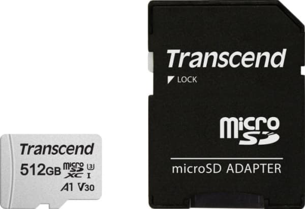 Transcend 300S - Flashminnekort (adapter inkludert) - 512 GB - A1 / Video Class V30 / UHS-I U3 / Class10 - microSDXC